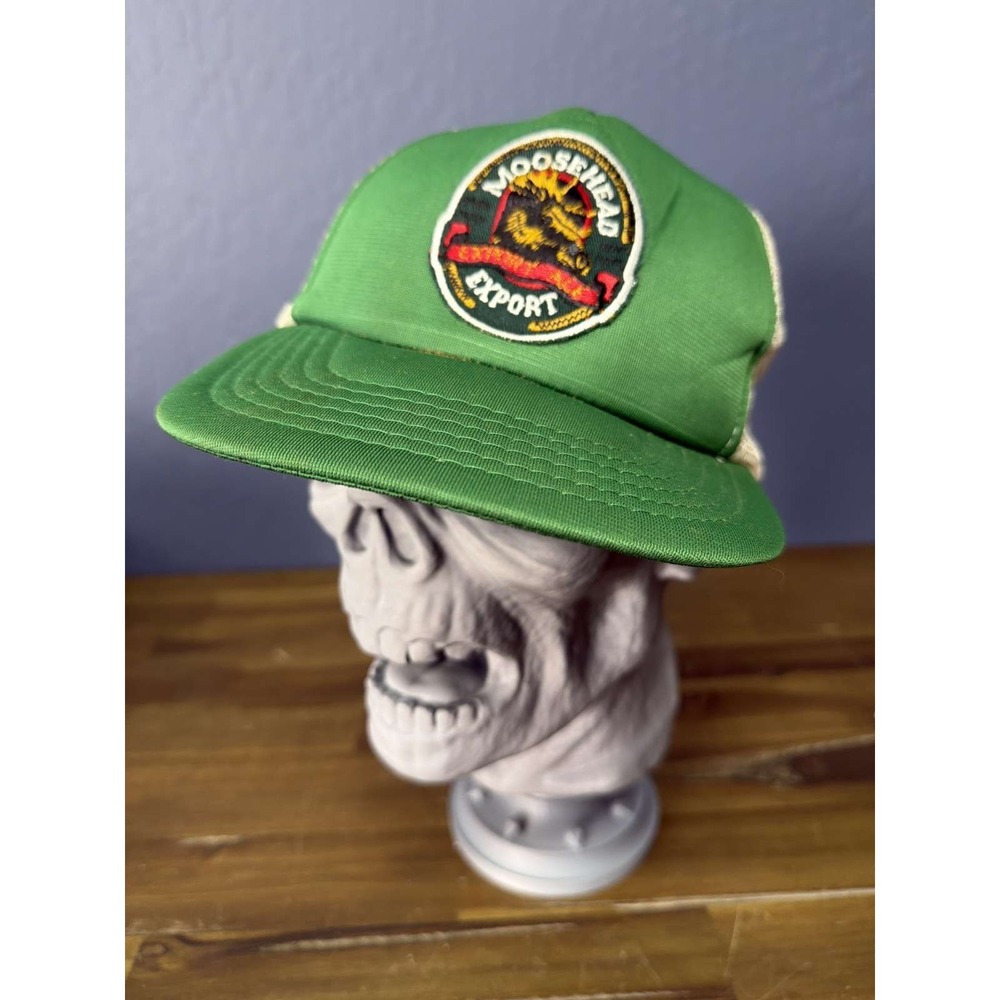 Vintage Moosehead Export Beer Green Mesh Trucker Hat Cap M/L Taiwan
